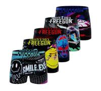 FREEGUN Boxer Homme Glitch, Caleçon Homme Anime, Respirant et Ultra-Doux (Lot de 5) S