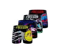 FREEGUN Boxer Homme Glitch, Caleçon Homme, Respirant et Ultra-Doux (Lot de 4), Bleu Taille M