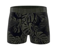 FREEGUN Boxer Homme Imprimé Feuilles Tropicales Vert Noir | Boxer Ceinture Élastique et Coton Cadeau Original