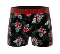 FREEGUN Boxer Homme Imprimé Feuilles Tropicales Vert Noir | Boxer Ceinture Élastique et Coton Cadeau Original