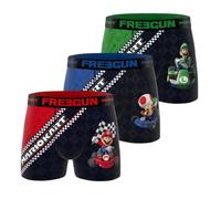 FREEGUN Boxer Homme Mario Kart, Caleçon Homme Mario, Luigi et Toad (Lot de 3), Noir Taille L