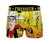 FREEGUN Boxer Homme Microfibre Lucky Luke, Impression HD Bande dessinée, Doublure Coton, Confort Respirant