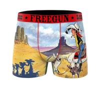 FREEGUN Boxer Homme Microfibre Lucky Luke, Impression HD Bande dessinée, Doublure Coton, Confort Respirant