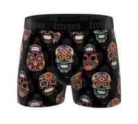 FREEGUN Boxer Homme Microfibre Skull Tête de Mort