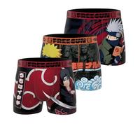 FREEGUN Boxer Homme Naruto, Caleçon Homme, Confortable & Ultra-Doux (Lot de 3), Rouge Taille XL