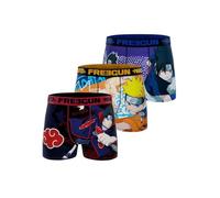 FREEGUN Boxer Homme Naruto, Caleçon Homme, Original Manga (Lot de 3) Taille M Noir/Bleu/Jaune/Rouge