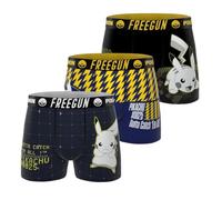 FREEGUN Boxer Homme Pokémon, Caleçon Homme Pikachu, Confortable et Ultra-Doux (Lot de 3) XL