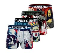 FREEGUN Boxer Homme Pop Art', Caleçon Homme Stretch, Confortable et Ultra-Doux (Lot de 4), Rouge Taille XL