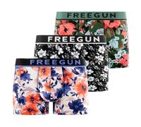 FREEGUN Boxer Homme Signature, Caleçon Homme, Respirant et Ultra-Doux (Lot de 3), Vert Taille S