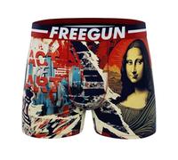 FREEGUN Boxer Homme Street Art (FR/ES, Alpha/Lettres, M, Taille Normale, Taille Normale, Mona Lisa Act of Art)