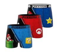 FREEGUN Boxer Homme Super Mario, Caleçon Homme, Ultra-Doux & Stretch (Lot de 3), Bleu Taille S