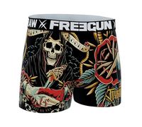 FREEGUN Boxer pour homme avec imprimé tête de mort, entrejambe 17,8 cm, en micromesh respirant, pour homme, sensation athlétique, Tête de mort, L