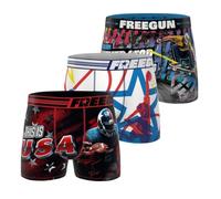 FREEGUN Boxer Homme, Caleçon Homme Sport, Doux & Respirant (Lot de 3), Rouge Taille L