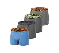 FREEGUN Caleçon Homme Doux, Boxer Homme, AKTIV, Training et Liberté de Mouvement (Lot de 4), Gris, Bleu, Orange, Jaune, Taille S