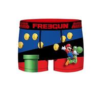 FREEGUN Caleçon Homme Mario, Yoshi, Boxer Homme, Super Mario, Anti-Transpirant et Liberté de Mouvement, Bleu, Noir, Rouge, Vert, Taille XL