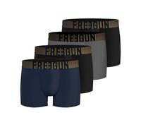 FREEGUN Caleçon Homme Multi-Sport, Boxer Homme, Doux, Agréable (Lot de 4), Noir, Bleu, Gris, Jaune, Taille M
