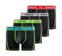 FREEGUN Caleçon Homme sans Déformation, Boxer Homme, AKTIV, Liberté de Mouvement et Maille Aérée (Lot de 4), Noir, Jaune, Taille XL