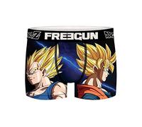 FREEGUN Caleçon Homme Vegeta, Sangoku, Boxer Homme, Dragon Ball Z, Infroissable et Agréable, Bleu, Jaune, Beige, Orange, Taille S
