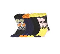 FREEGUN Chaussette Enfant Dragon Ball Z, Chaussettes Garçon Goku, Douces et Confortables (Lot de 4), Noir, Jaune, Bleu, Orange, Taille 35/38