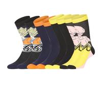 Freegun Chaussette Enfant Dragon Ball Z, Chaussettes Garçon Goku, Douces et Confortables (Lot de 4), Taille 35/38 - Noir/Rouge/Orange/Gris/Jaune