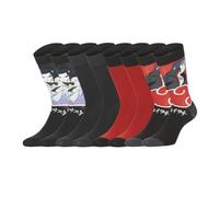 FREEGUN Chaussette Enfant Naruto Shippuden, Chaussettes Garçon Sasuke, Itachi (Lot de 4), Noir Taille 35/38