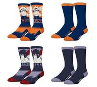 FREEGUN Chaussette Enfant Naruto Shippuden, Chaussettes Garçon Sasuke, Naruto (Lot de 4), Bleu Taille 35/38
