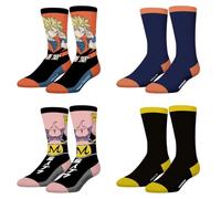 FREEGUN Chaussette Homme Dragon Ball Z, Chaussettes Homme Goku, Buu, Original et Authentique (Lot de 4), Orange Taille 39/42