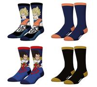 FREEGUN Chaussette Homme Dragon Ball Z, Chaussettes Homme, Original et Authentique (Lot de 4) Taille 43/46 Noir/Jaune/Bleu/Ruge