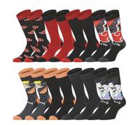 FREEGUN Chaussette Homme Naruto Shippuden, Chaussettes Homme Sasuke, Itachi et Naruto (Lot de 8), Noir Taille 39/42