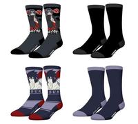 FREEGUN Chaussette Homme Naruto Shippuden, Chaussettes Homme Sasuke, Itachi Uchiwa (Lot de 4), Noir Taille 39/42