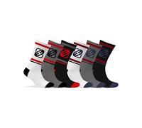 FREEGUN Chaussette Homme Sport Maintien Anti-Glisse - Lot de 6 - Chaussettes Hautes Homme, Tennis, Ajustement Parfait, Noir, Blanc, Gris, Rouge, Taille 43/46