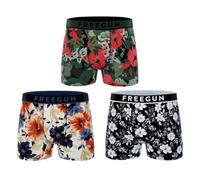 FREEGUN Lot de 3 Boxers Coton Homme (S, Premium Signature Flowers 02)