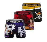 FREEGUN Lot de 3 boxers pour homme One Piece violet/noir/blanc/rouge/orange - Taille XL