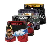 FREEGUN Lot de 4 boxers pour garçons One Piece rouge/noir/orange/vert/violet - Taille 10/12 ans