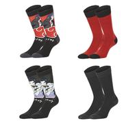 FREEGUN Lot de 4 paires de chaussettes Naruto Shippuden enfants noir/rouge/orange/gris/jaune - Pointure 31/34