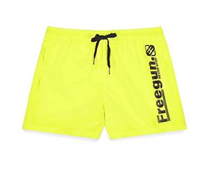FREEGUN Maillot de Bain Garçon Séchage Rapide, Short de Bain Enfant, Plage, Confortable avec Poches, Jaune Taille 8 ans/10 Ans