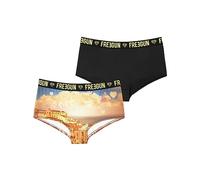 FREEGUN Shorty Fille Stretch, sous-vêtements Enfant, Confortable et Doux (Lot de 2), Noir, Or, Jaune, Taille 10/12 Ans