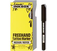 Freehand Tattoo Marker, Make Your Mark With Long Lasting Temporary Tattoo Marker Pen, Skin Safe For All Artists, For Now Ink - Fades Naturally, 1-Pack With Development Patches[Z2816]