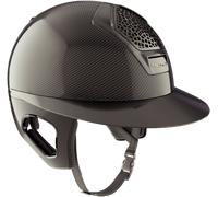 freejump Casque d'Équitation Voronoï Carbon - avec Ürotection des Tempes, Noir Brillant - L
