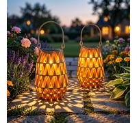 Freekite Lanterne Solaire pour Jardin, Lanterne Extérieure Tressée à la Main, Décoration Étanche IP65, Lumière Extérieure Suspendue pour Patio, Balcon, Camping, Cadeaux de Jardin pour Femmes et Mamans