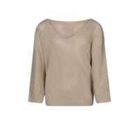 Freeman T. Porter - Pull en Coton Beige uni avec Une Coupe Droite à col v et Un Bijou décoratif - Taille m