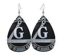 Freemasonrukt Foi Espérance Charité Design Maçonnique Boucles D'Oreilles En Cuir Double Face Boucle D'Oreille Légères Pendantes Pour Décorations Femme
