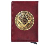 Freemasons uniques pour hommes portefeuilles en cuir, support de carte de symbole AG maçonnique Purse cadeau de luxe, portefeuille de voyage vintage mince avec protection contre la vie privée (MA42
