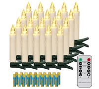 FREEPOWER 20 Bougies LED Sapin de Noël sans Fil avec Télécommande Minuterie Flamme Vacillante, Blanc Chaud, Dimmable, Intérieur étanches extérieur Décoration (Inclut 20 piles)
