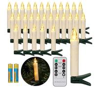 FREEPOWER 30 Bougies LED Sapin de Noël sans Fil avec Télécommande Minuterie Flamme Vacillante, Blanc Chaud, Dimmable, Intérieur étanches extérieur Décoration（Inclut 30 piles）