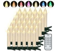 FREEPOWER 30 Bougies LED Sapin de Noël sans Fil avec Télécommande Minuterie Flamme Vacillante, Multicolore et Blanc Chaud, Dimmable, Intérieur étanches Extérieur Décoration