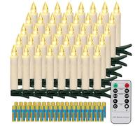 FREEPOWER 40 Bougies LED Sapin de Noël sans Fil avec Télécommande Minuterie Flamme Vacillante, Blanc Chaud, Dimmable, Intérieur étanches extérieur Décoration（Inclut 40 piles）