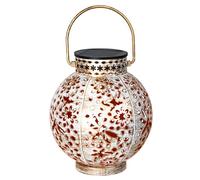 FREEPOWER Lanternes solaires pour éclairage de jardin - Lampe extérieure LED étanche avec boîtier en métal, suspendue/debout et lumière vacillante blanc chaud, grande, hauteur 18 cm