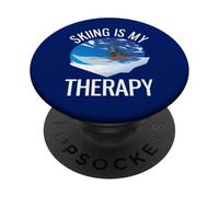 Freeride Funny Alpine Ski is My Therapy PopSockets PopGrip Adhésif