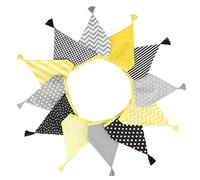 Freesiom 3.2m Guirlande Fanion Bannière Triangle Décoration Bapteme Anniversaire Fleur Frange Mariage Champêtre Chic Vintage Coton Retro Banderole Suspendue DIY Cérémonie Boheme (Jaune Gris)